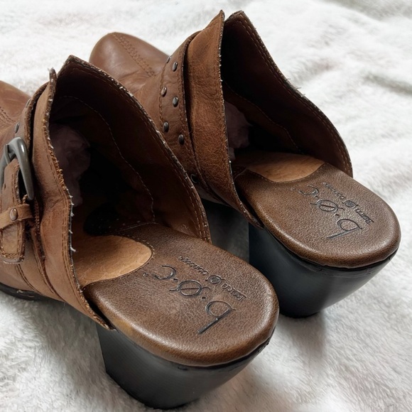 Born Leather Slip On Clogs Heels Mules Women’s Size 8/39 Solid Brown Casual - Picture 6 of 8